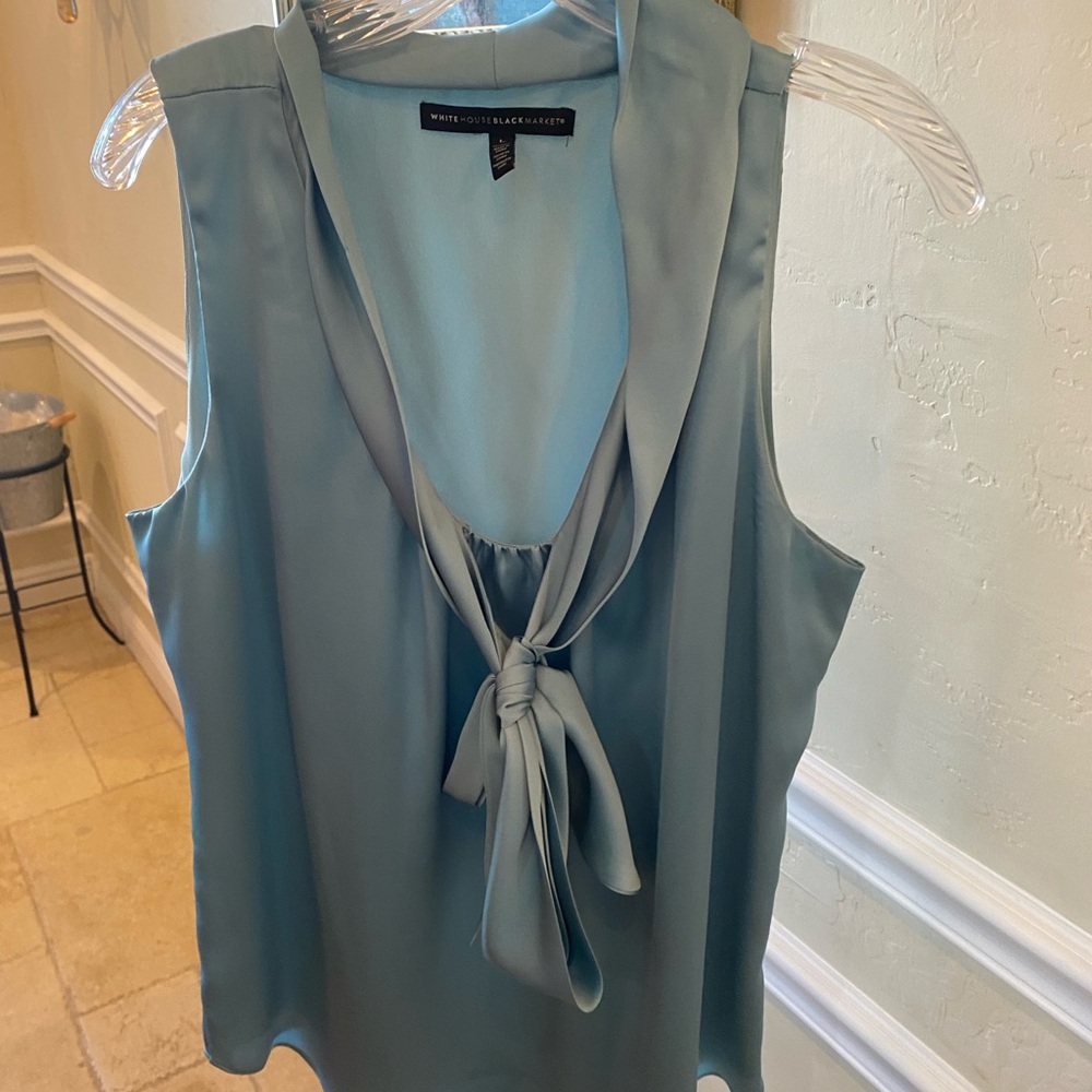 White House Black Market blue silk shell